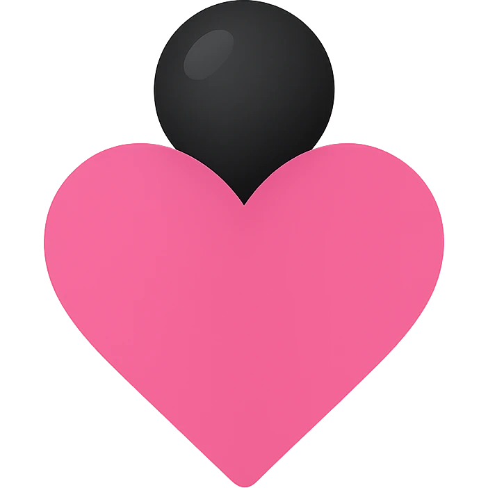 gothic heart with a dark crystal orb, color icon filled style, pink and black emoji