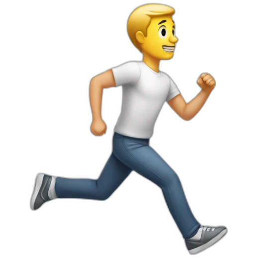 Whit man run with short emoji