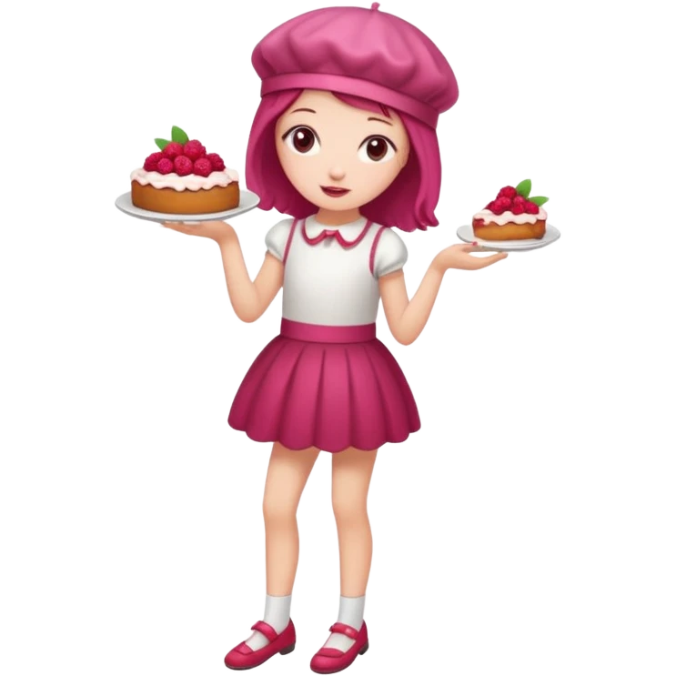 Raspberry torte human full body and legs girl with a raspberry barrette on her head emoji