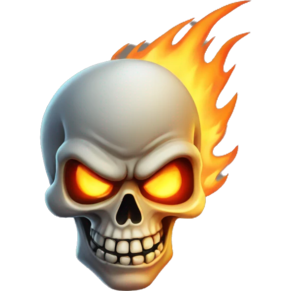 very angry flaming skull emoji