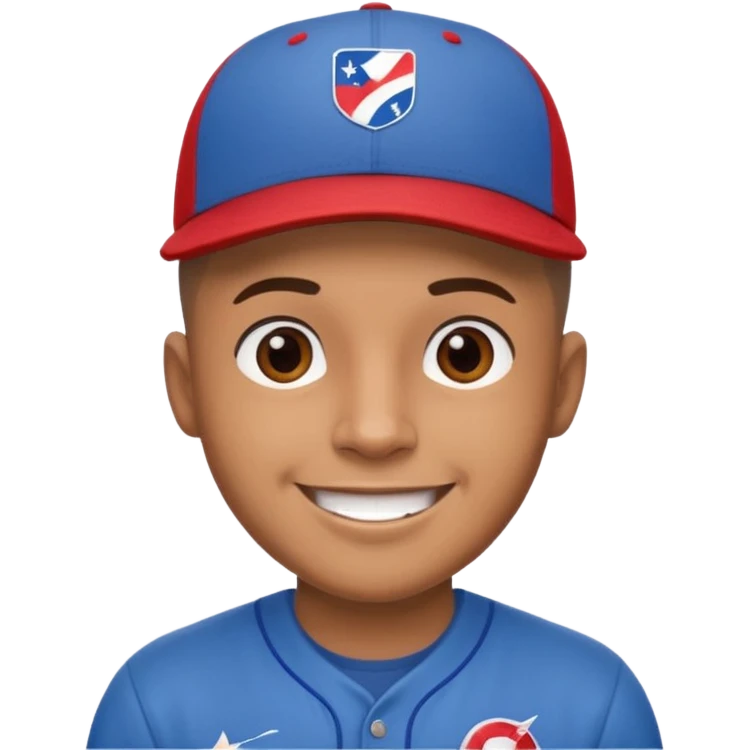 brown skin latino male with buzz cut wearing a puerto rico baseball cap emoji