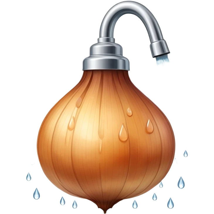 onion under showerhead, getting wet, water droplets emoji