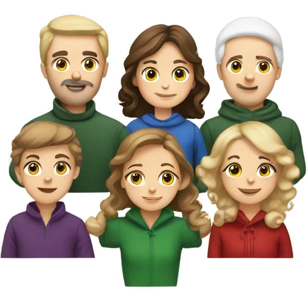 Caucasian Family of 8 at Christmas emoji