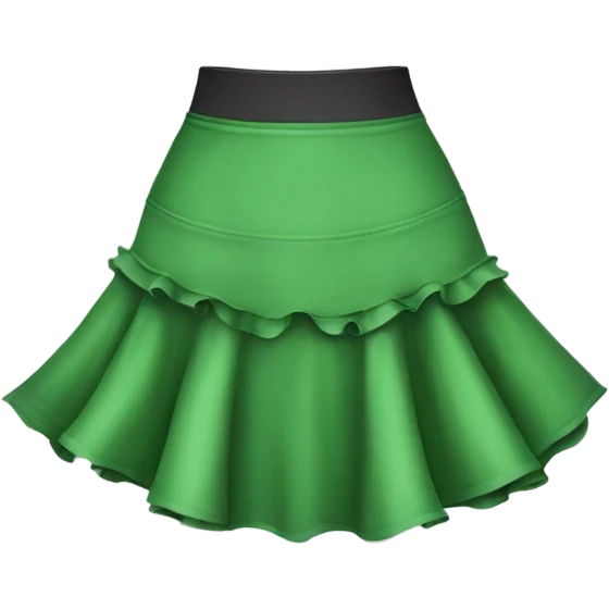 Realistic A-line high waisted green ruffle skirt, isolated emoji