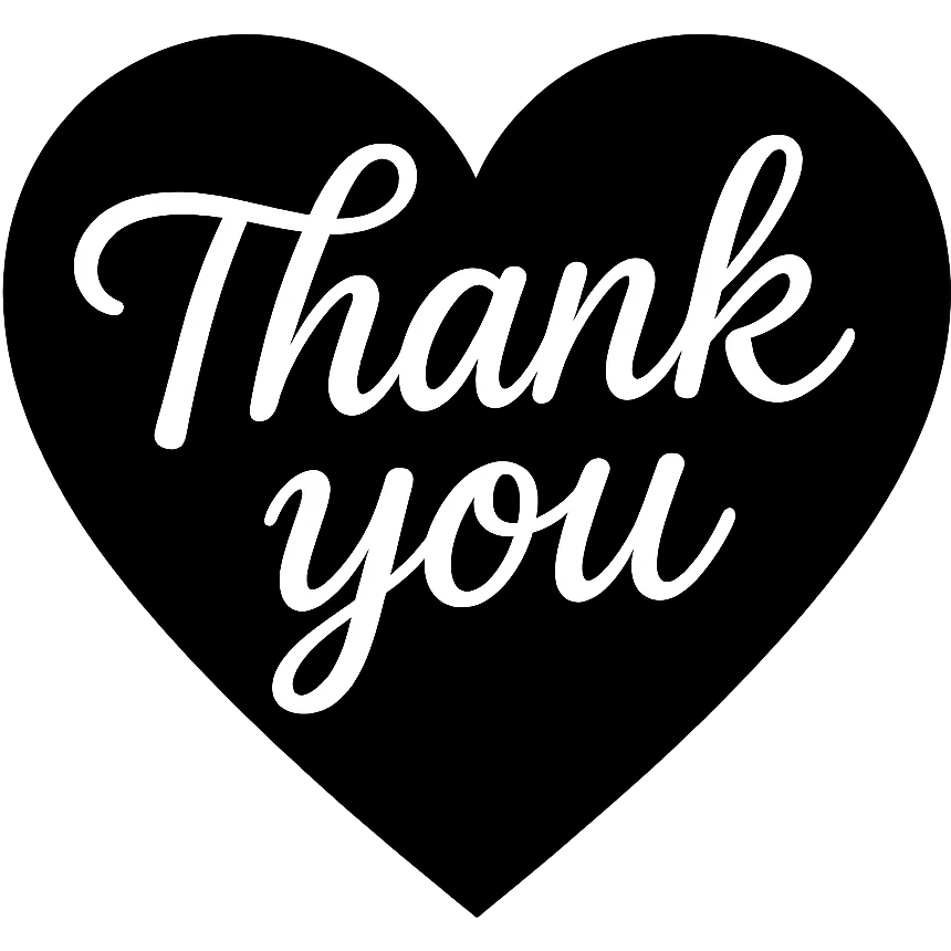black white Thank you heart, remove background emoji