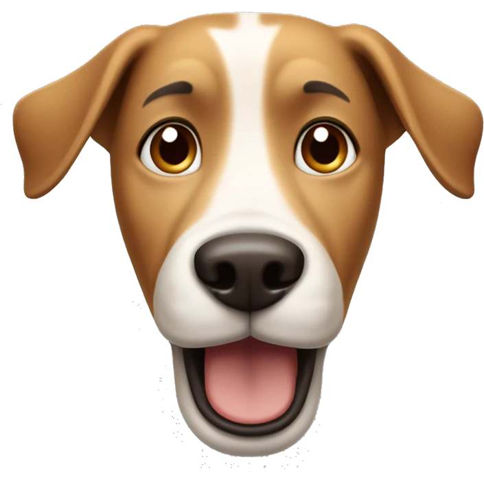 Light brown cartoon dog with long dark brown ears, big nose, rectangular white shout, round eyes, and bushy eyebrows  emoji