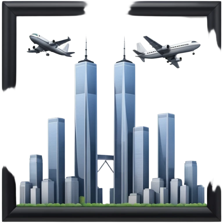 the twin towersw with an airplane  emoji