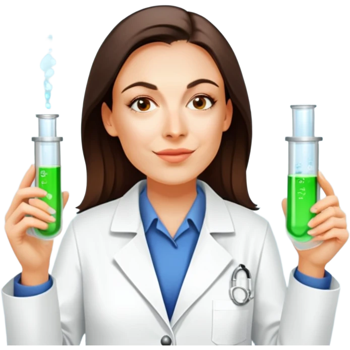 Female scientist with lab coat and test tube emoji