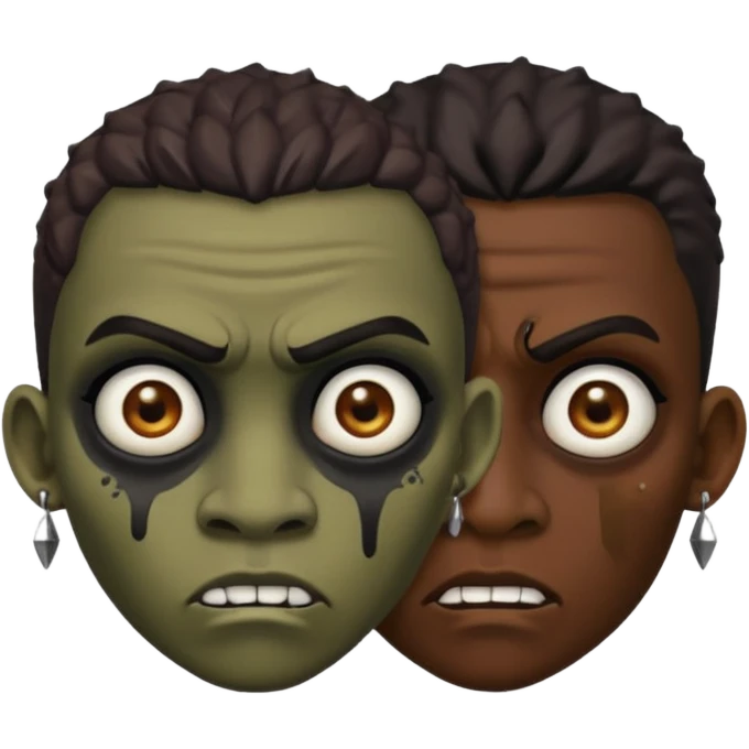 Zumbi man, black eye, studded earrings on both ears emoji