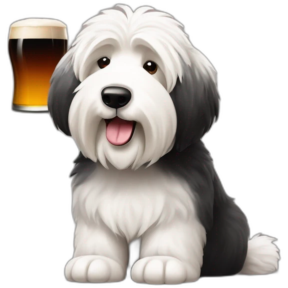 old english sheepdog with pint of guinness emoji