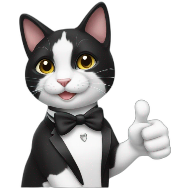 Tuxedo cat thumbs up emoji