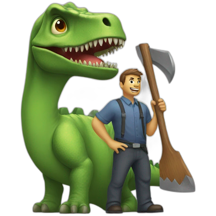 taxman with dinosaur head holding an axe emoji
