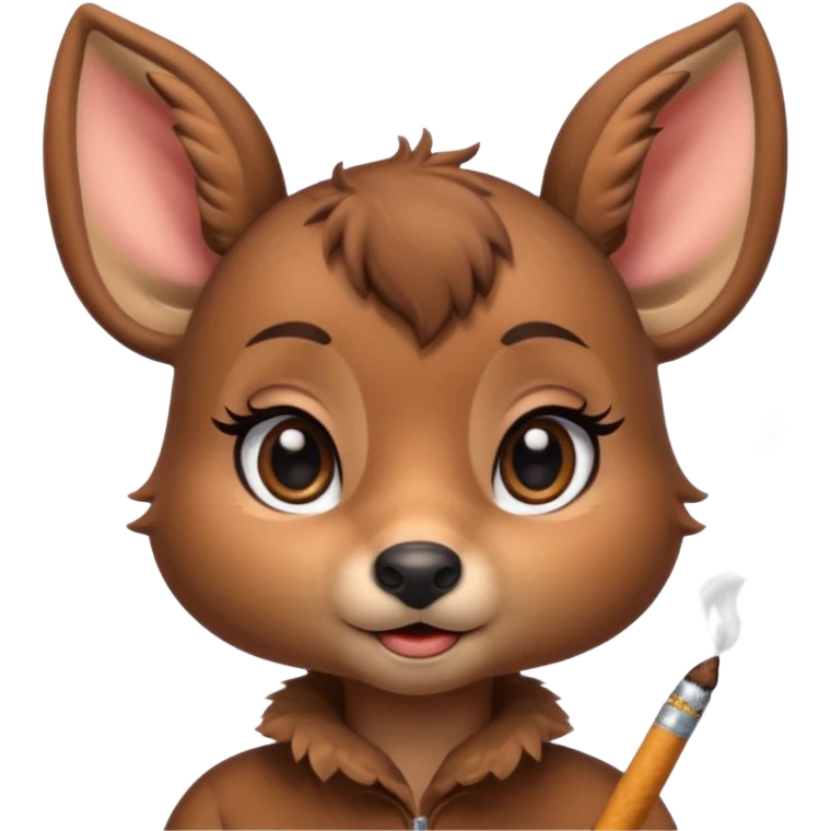 Cute female deer with cigarette with a bow bigger eyes bigger eyeliner and eyelash emoji