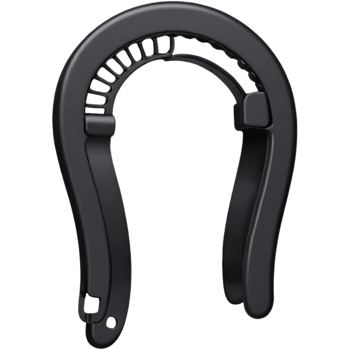 a curved hair accessory with teeth on both sides that hinge together, designed to secure hair in a vertical ponytail emoji