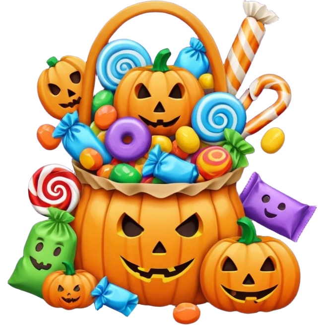 Halloween candies and candy bags emoji