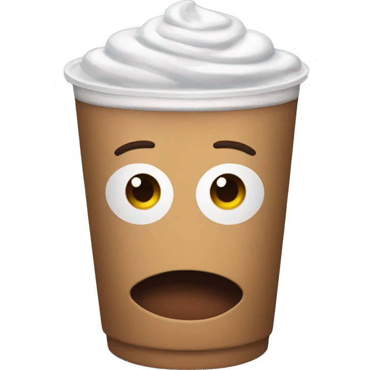 Surprise face drinking an iced coffee emoji