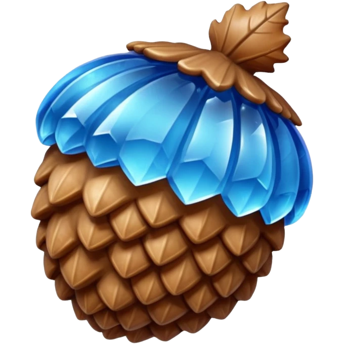 Blue crystallised acorn emoji