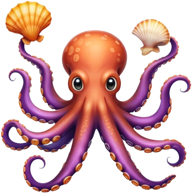 Octopus juggling seashells emoji