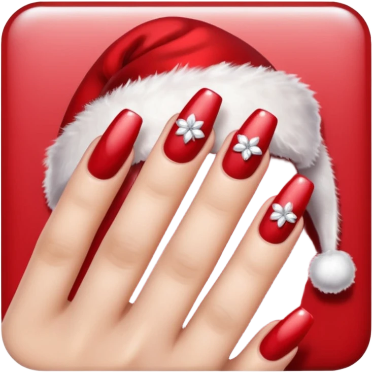 create a nail design that is red, aesthetic, christmas, and girly emoji