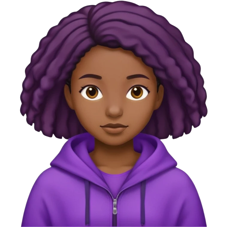 Black girl with purple garment on  emoji