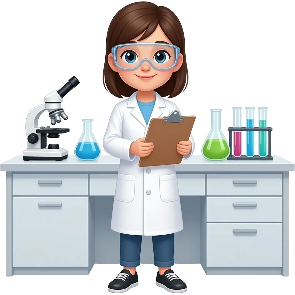10 YEAR OLD SCIENTIST GIRL STANDING  WHOLE BODY emoji