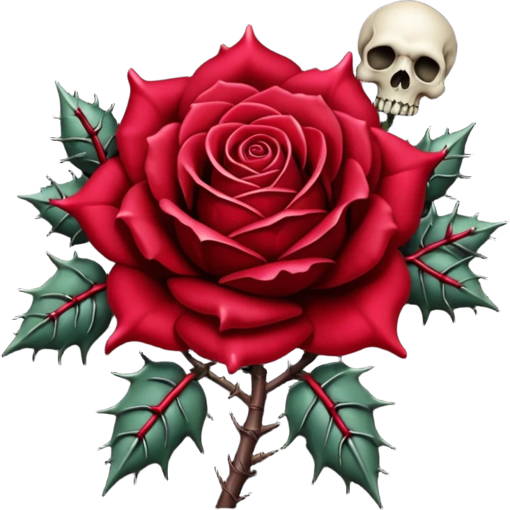gothic rose with skulls and thorns  emoji