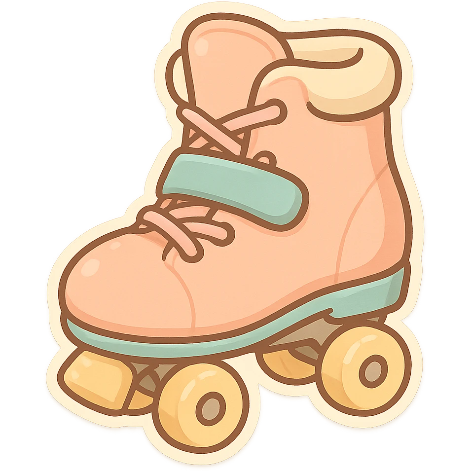 chibi sticker-style roller skate, cute and exaggerated emoji