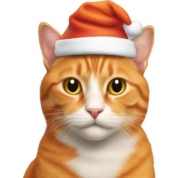 Orange cat with Santa hat emoji