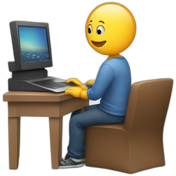 guy playing laptop emoji