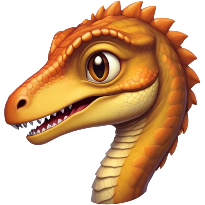 Cinematic Cute jurassic park Velociraptor Portrait Emoji, Head tilted playfully with a cheeky smirk, featuring a compact, agile form with smooth, dark scales and softened, expressive eyes that sparkle with mischievous charm, Simplified yet irresistibly adorable features, highly detailed, glowing with a warm, inviting prehistoric glow, high shine, affectionate and lively, stylized with a touch of whimsical dinosaur mischief, soft glowing outline, capturing the essence of a playful jurassic park Velociraptor that seems as if it could sprint out of the screen into your heart! emoji