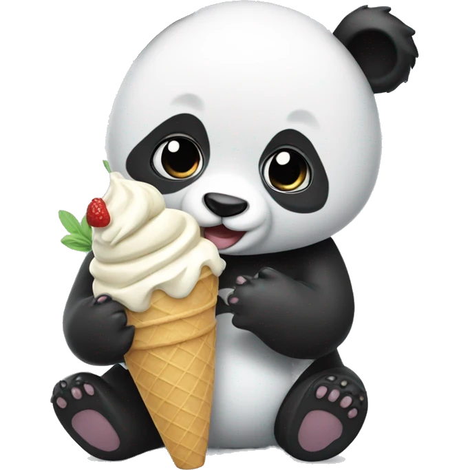 Panda eating ice cream emoji