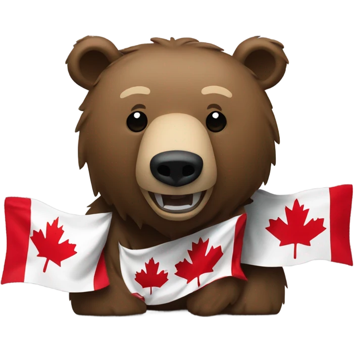 Grizzly bear with Canadian flag emoji