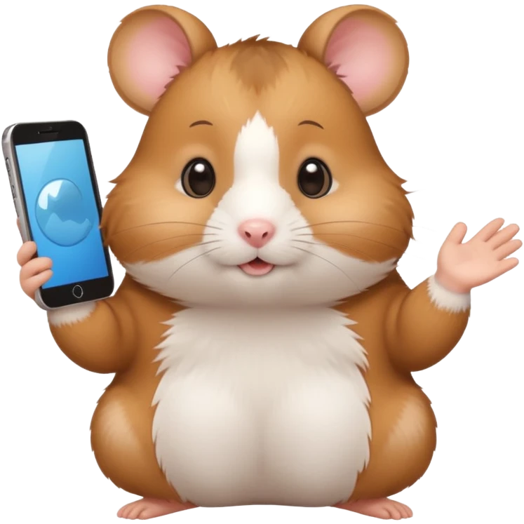 cartoon-style hamster taking mirror photo with latest iphone emoji
