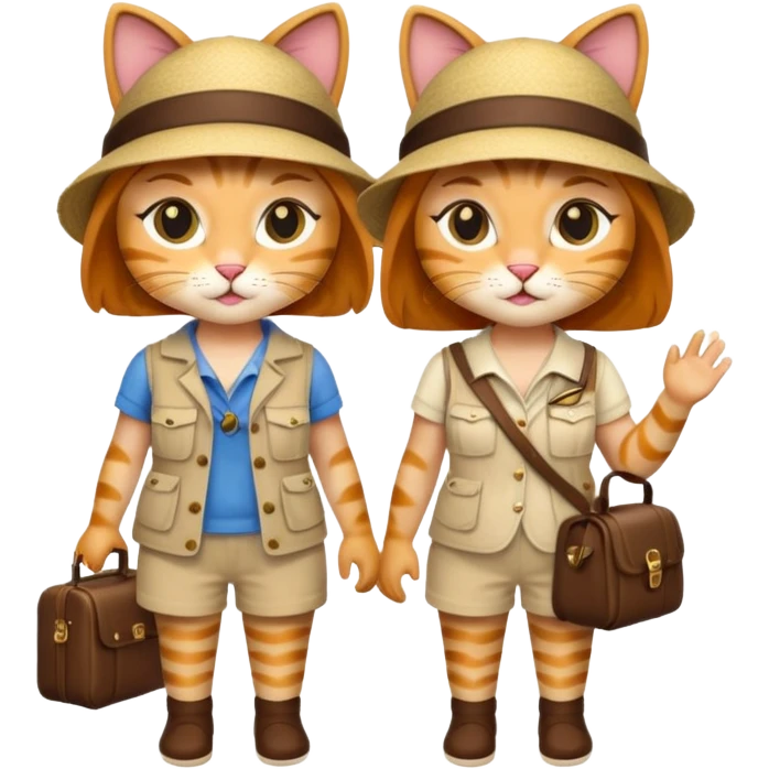 2 girl cats dressed up as tourists full body emoji