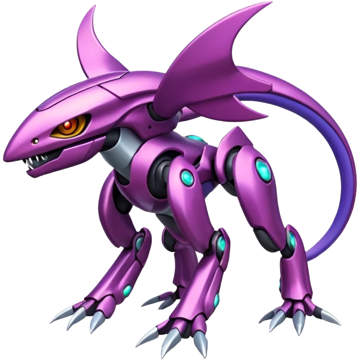 Shiny Exotic Futuristic Colorful epic Miraidon-Genesect-Fakémon-hybrid-creature (full body)  emoji