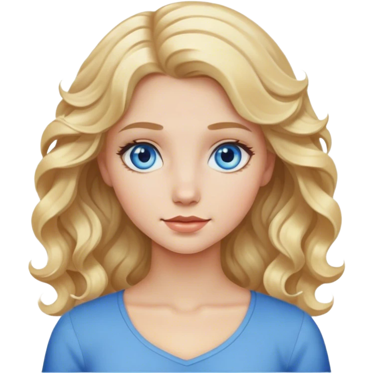 blonde hair girl with wavy hair and blue eyes emoji