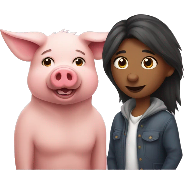 Pig and wolf in love emoji