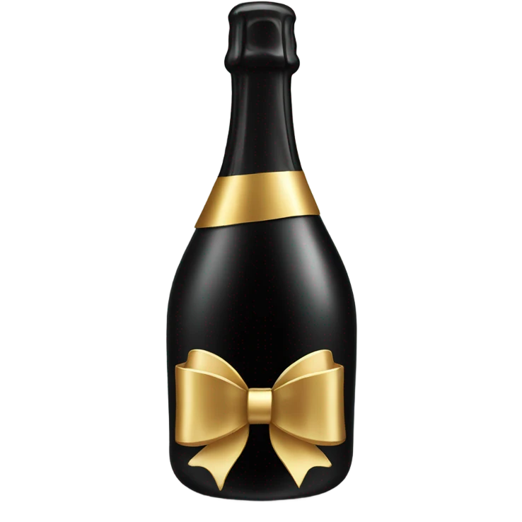black champagne bottle with gold bow emoji
