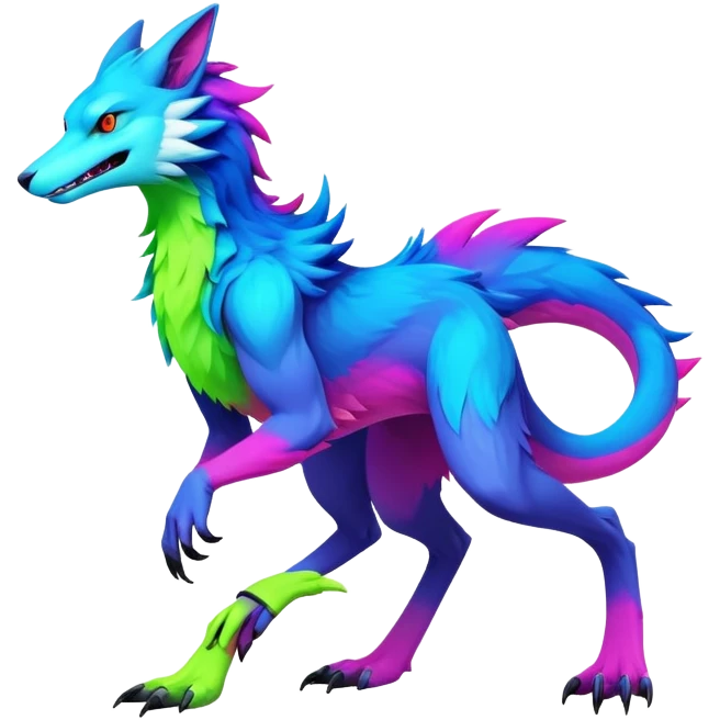 modern colorful neon-colored Fakémon-Sergal-creature (full body) emoji