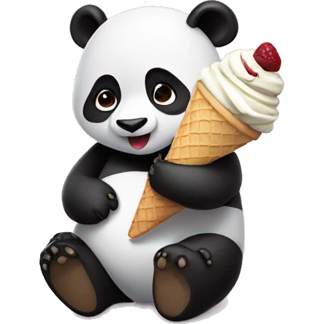 Panda eating ice cream emoji
