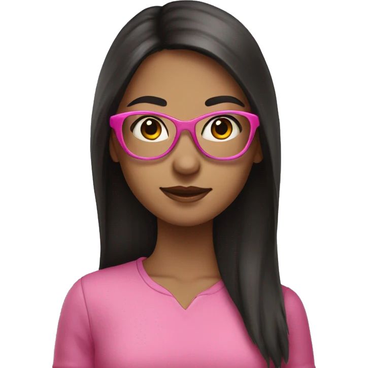 girl with long dark hair in pink glasses  emoji