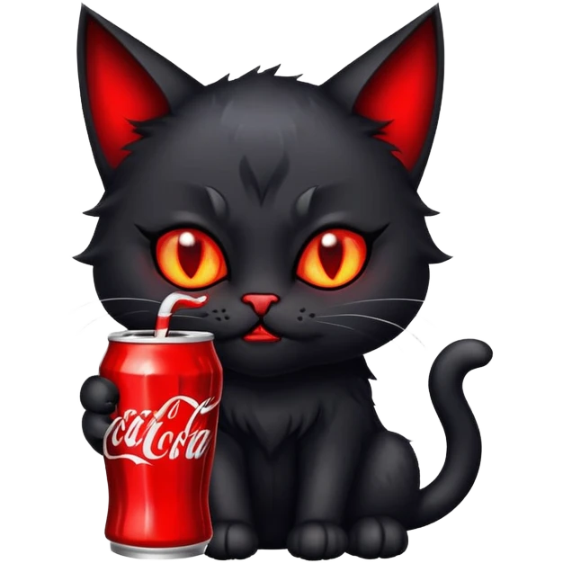 Draw a demon cat drinking coke emoji