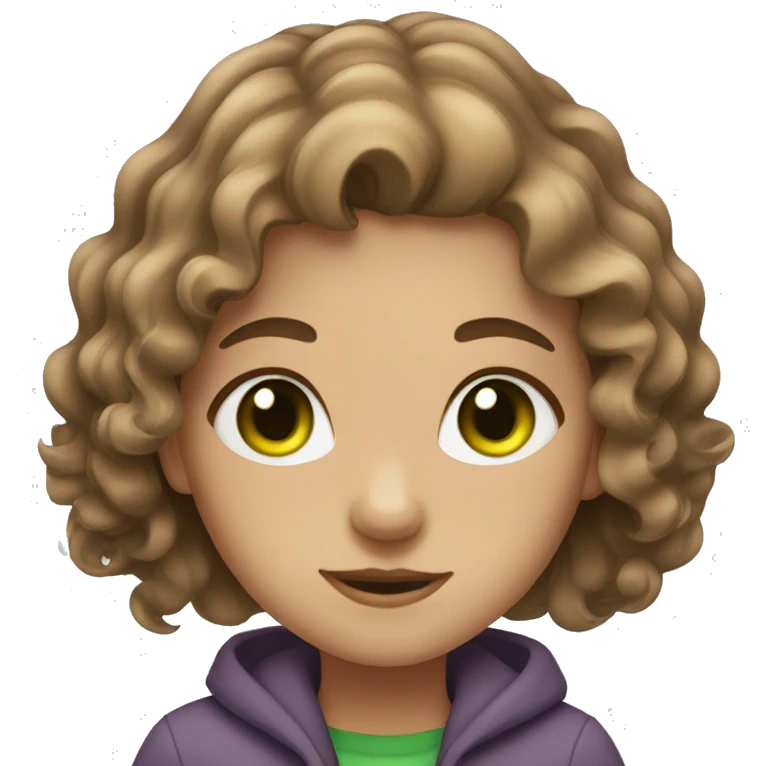 A girl with brown wavy hair and green eyes emoji