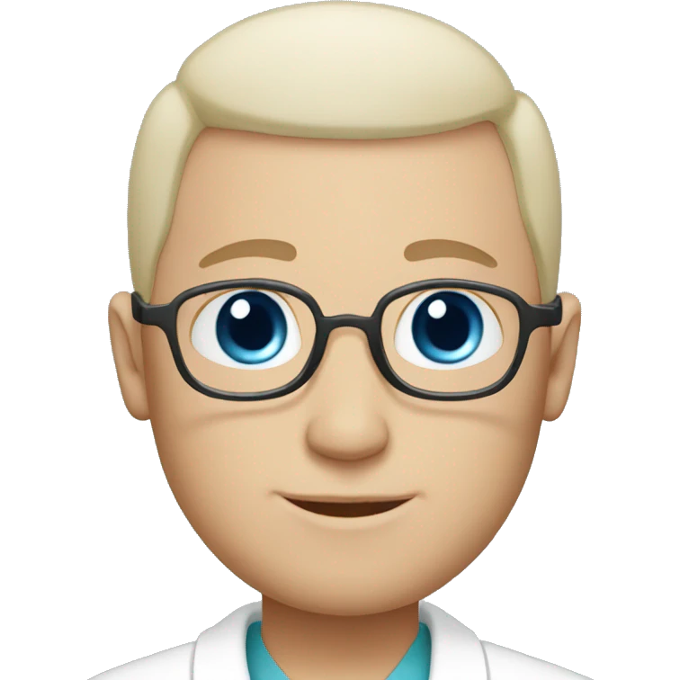 Bald blue eyed doctor male emoji