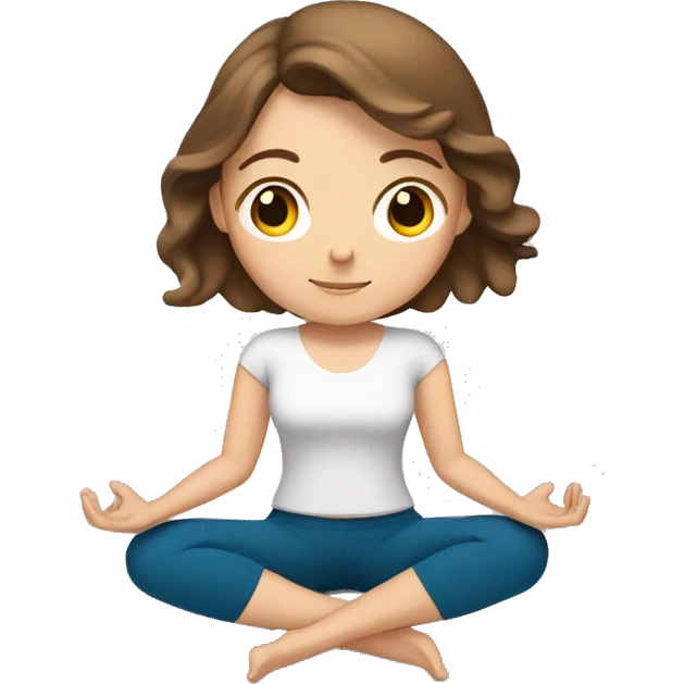 White girl brown hair doing yoga  emoji