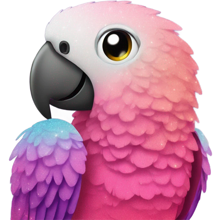 Pink ombre parrot with glitter  emoji