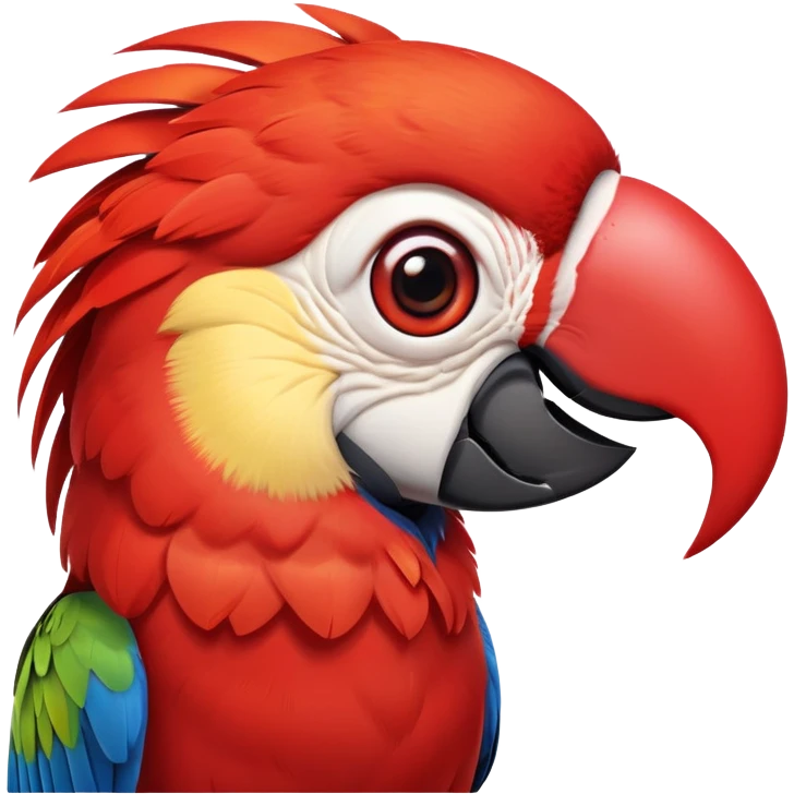 cinematic-cute-macaw-portrait-emoji,-head-tilted-playfully-and-inquisitively,-with-a-dazzling-red-plumage-and-round,-sparkling-eyes-filled-with-charm,-simplified-yet-irresistibly-adorable-features,-highly-detailed emoji