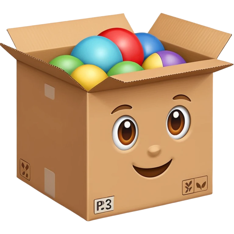 cardboard box with toys emoji