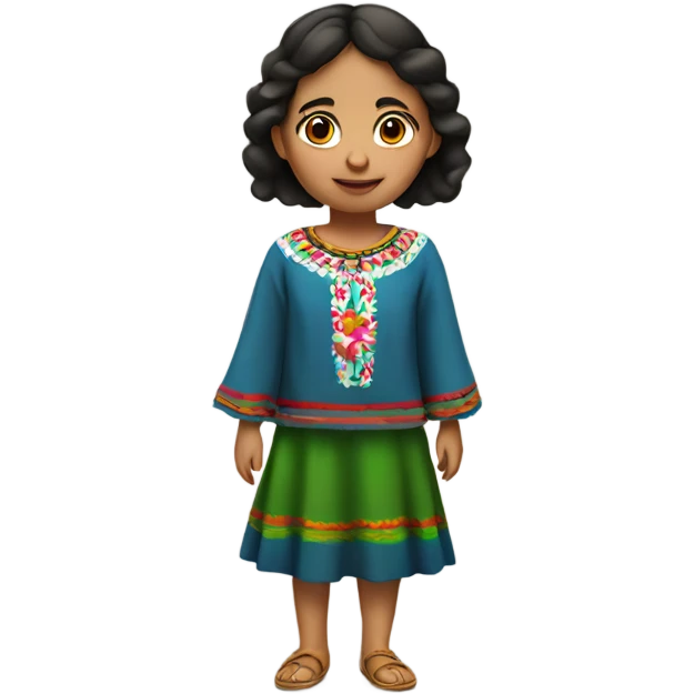 mexican small girl with mexican clothes, no sombrero, just clothes emoji