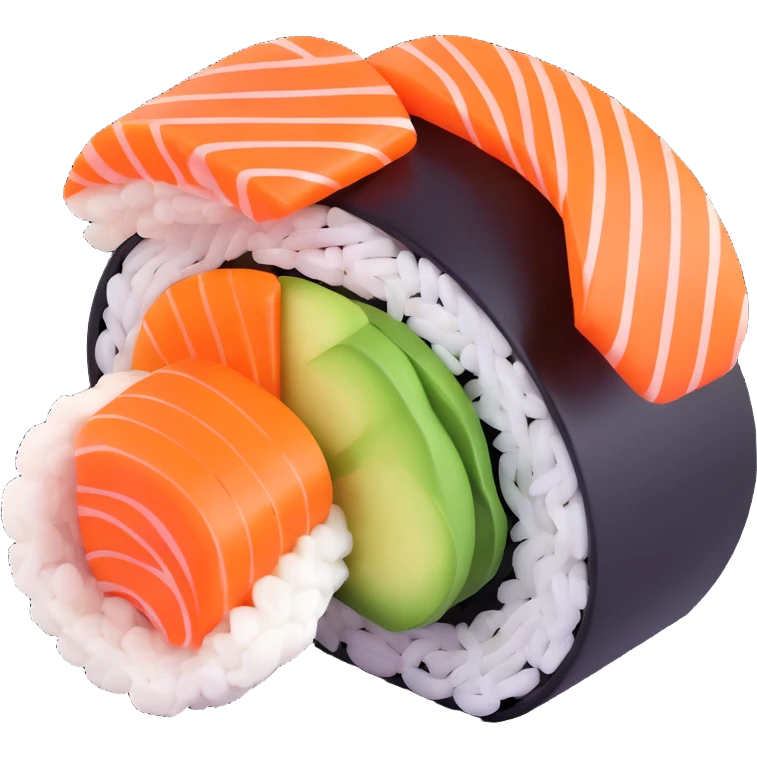 3D icon of a sushi roll, colorful and detailed emoji